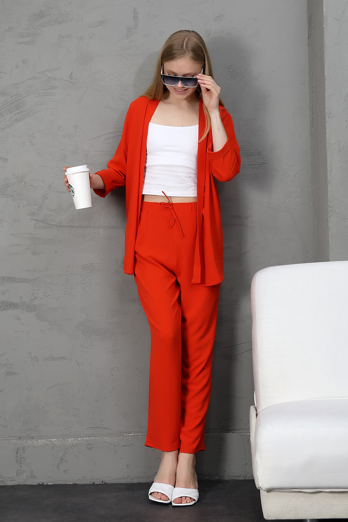 AYROBİN TURUNCU CEKET PANTOLON TAKIM