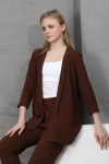 Ayrobin kumaştan kimono model ceket pantolon takım  S-M-L-XL