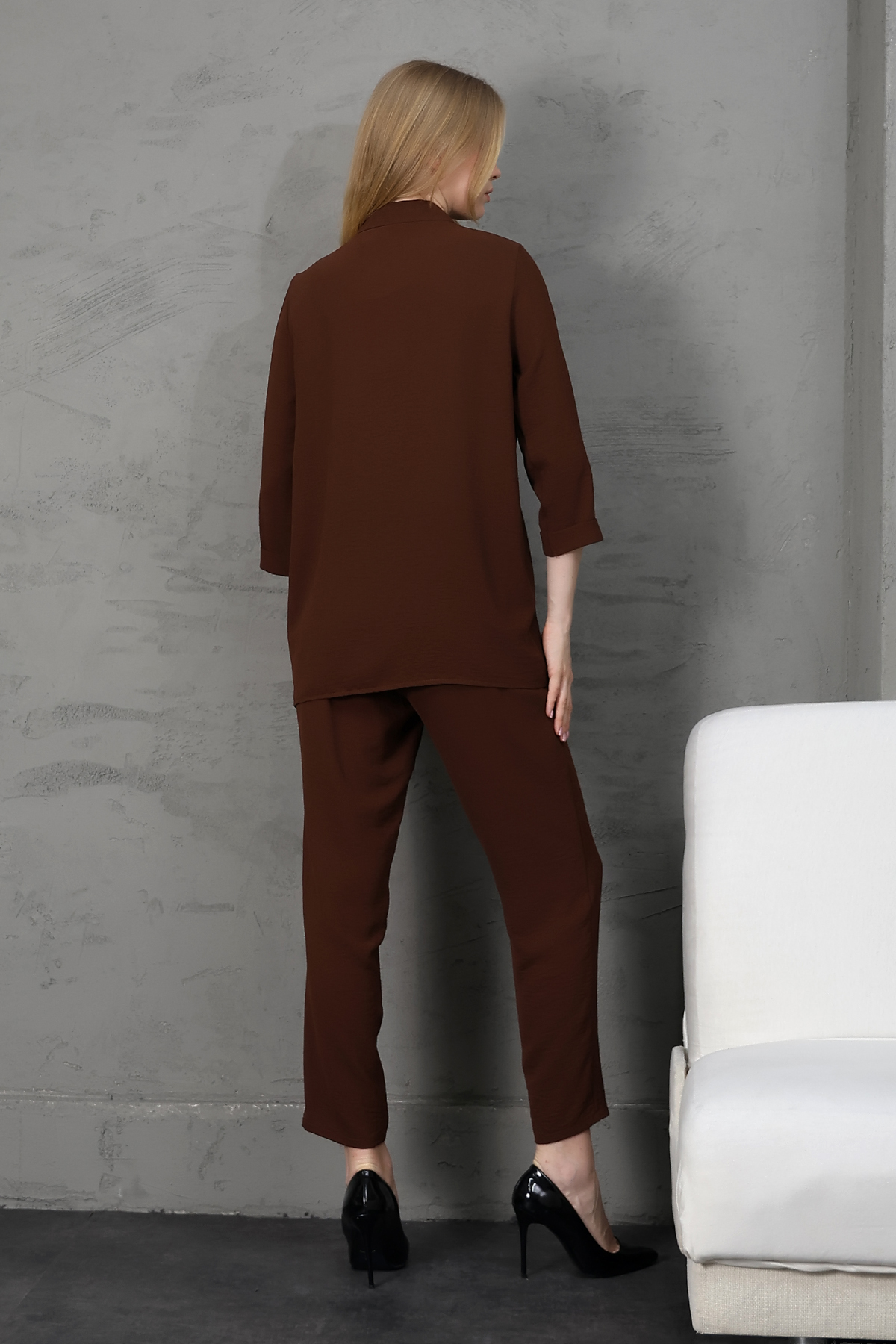 Ayrobin kumaştan kimono model ceket pantolon takım  S-M-L-XL