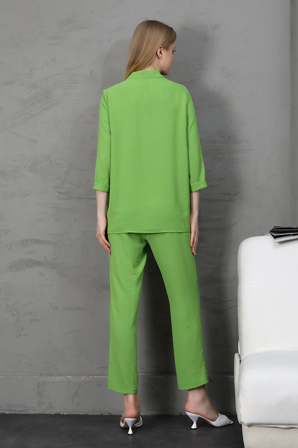 Ayrobin kumaştan kimono model ceket pantolon takım S-M-L-XL Ayrobin kumaştan kimono model ceket pantolon takım S-M-L-XL