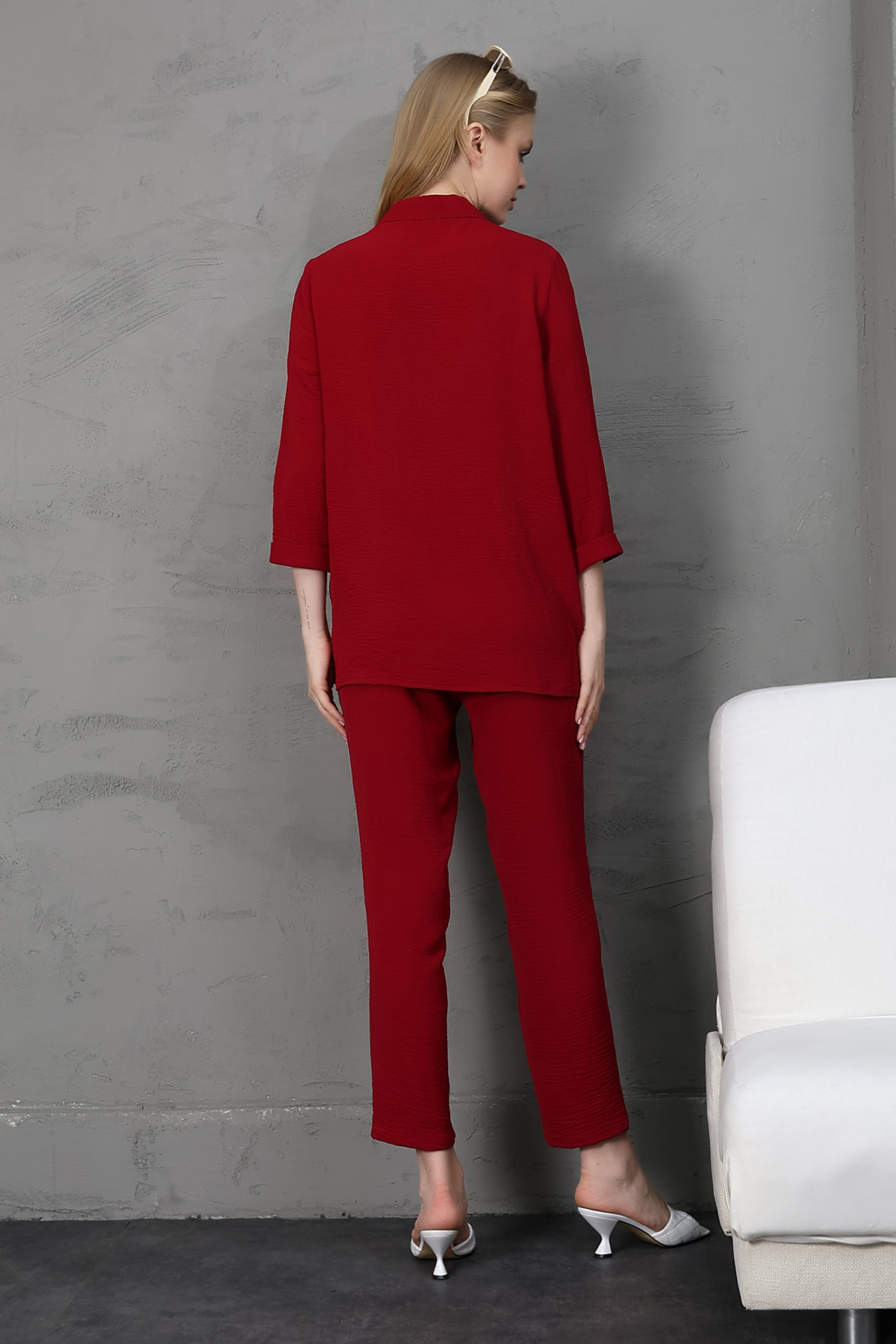 Ayrobin kumaştan kimono model ceket pantolon takım S-M-L-XL Ayrobin kumaştan kimono model ceket pantolon takım S-M-L-XL